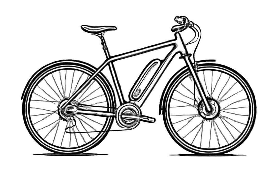 Turn heads with electric bicycle drawing, a vibrant rush of gears and color.